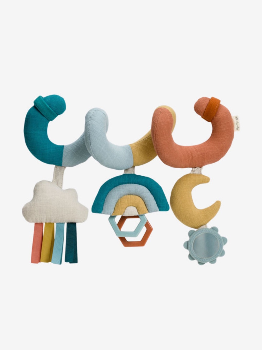 Itzy Ritzy Teal, Light Blue, Mustard & Rust Stroller Activity Spiral